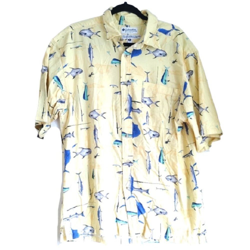 Columbia | yellow button down fish short sleeve